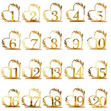 Gold Openwork Heart Table Numbers 1/20Pcs 10x10cm Thickened Base Insertable Number Cards Acrylic No Assembly Required Romantic Luxury Reusable Easy Install DIY For Wedding Anniversary Baby Shower Graduation Wedding Favor Table Centerpiece Home Decor - Multicolor - View 26