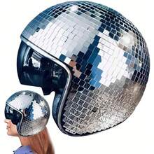 Gorsmoon Disco Ball Helmet With Retractable Visor- Disco Cap Helmet Glitter Mirror Glass