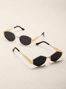 4 pièces / 3 pièces / 2 pièces / 1 pièce Lunettes de mode ovales en métal de style rétro européen et américain, lunettes en forme de diamant, lunettes semi-circulaires, style rétro populaire et polyvalent, convenant aux hommes et aux femmes, pour les vacances, les loisirs, les accessoires de plage, l'utilisation quotidienne et les activités de plein air pour les vacances d'été à la plage, les sorties, les voyages