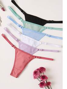 Kit Of 10 Microfiber Thong Panties With Side Adjustment - Multicolor - View 5