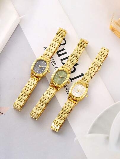 1 pieza Reloj de cuarzo minimalista con esfera ovalada y marcas, acero inoxidable, adecuado como regalo de cumpleaños, vuelta al colegio, vacaciones de verano, Halloween