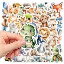 50 PCS Watercolor Animal Cute Aesthetics Stickers - Insane Fun, Love, And Doodle Cartoon Art - Cool  - For Halloween, Christmas, Decoration - Perfect Gift For Adults - Reusable, PVC, Irregular Shape, Cartoon Pattern, Suitable For Plastic, Glass, Metal, Ceramic Surfaces - Self-Adhesive - Brand: Huaiyuan