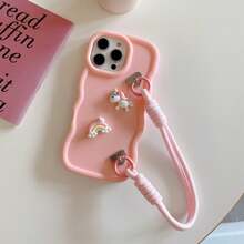 Einhorn Handyhülle, Makronen Handyhülle + Handgelenksschlaufe Handyhülle, kompatibel mit iPhone 17 Pro Max/16 Pro Max/15 Pro Max/14 Pro Max/13 Pro Max/12 Pro Max/11 Pro Max/XS Max/7/8 Plus, OPPO, VIVO, Honor, Transsion Handys, wasserdicht, stoßfest, kratzfest - Pink - Übersicht 2