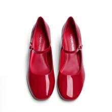 Women's Mary Jane Pumps Low Heel Dress Shoes Closed Round Toe Comfortable Wedding, Office, Party & Casual Work Shoes - 紅色 - 查看 7