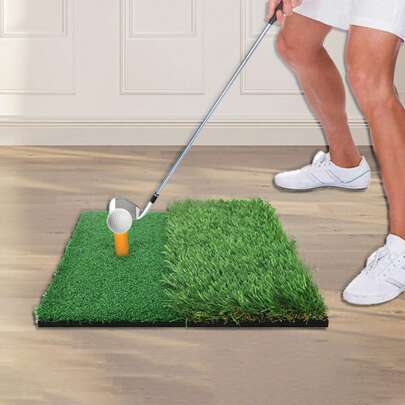Mini Dual-Turf Golf Hitting Mat Golf Practice Mat With 2 Grass Types For Swing Detection Batting(30*30cm)