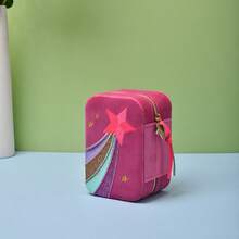 New Jewelry Box Storage Box Suede Embroidery Portable Jewelry Ring Jewelry Box - Pink - View 3