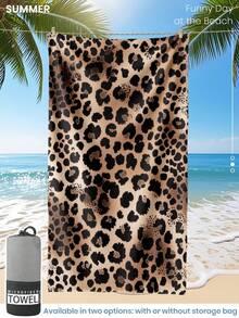 1pc Printed Beach Towel, Leopard Pattern Swim Towel, Bath Towel, Fashion Style Beach Towel, Super Absorbent Bath Towel For Bathroom, Swimming, Fitness, Yoga, Soft And Comfortable Microfiber Towel, Lightweight And Portable, Wind And Sun Protection, Sandproof For Summer Travel, Vacation Holiday Bathroom Decor, Available With Or Without Storage Bag, Recommend Regular Sizes And Larger Sizes, (35*75cm Small Size Face Towel,150cm Or Above Recommended) - Multicolor - View 1