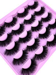 10 Pairs Elegant Natural Looking Thick & Fluffy Artificial Mink Eyelashes, Russian Volume Lashes Drama Messy Mink Eyelashes,Fluffy Mink Eyelashes Slim False Eyelashes Thick False Eyelashes Curling False Eyelashes Reusable 3D Mink False Eyelashes Suitable, For Holiday Parties Halloween Christmas False Eyelashes Cat Eye Lashes For Various Occasion - Black - View 3