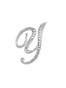 1 件 A-Z 字母水钻胸针 - 欧式风格，合金材质，镶嵌闪亮宝石，时尚别针，适合西装、衬衫、夹克、连衣裙、西装外套和毛衣，适合日常通勤、商务会议、约会和活动办公室配饰珠宝圣诞节万圣节衣服别针有趣可爱的教师礼物 - 銀色 - 查看 28