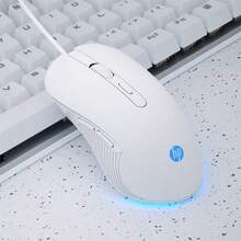 HP 滑鼠M280 炫彩RGB電競滑鼠 1680萬色動態燈效/多模式切換 人體工學對稱設計 高精度感應器 6鍵可編程 白色靜音