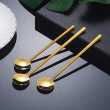 1 Stück/2 Stücke Edelstahl kleine runde Löffel, Kaffeelöffel, Vogelnestlöffel, Tassengesckenklöffel, Löffel mit langem Griff, Dessertlöffel, Gewürzlöffel und kleine Teelöffel