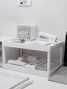 1pc桌面收纳架双层可拆卸收纳架书桌桌面收纳架学生校园宿舍桌面整理架多功能收纳架卧室浴室厨房杂物收纳架桌面收纳架