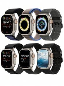 6 Pack Sport Bands - Compatible With Apple Watch Ultra 2/Ultra Bands 49mm 45mm 44mm 42mm 46MM Men Women,Breathable Trail Loop+ Loop+Ocean Bands Compatible With IWatch Ultra 2/Ultra Series 11 10 46mm SE 9/8/7/6/5/4/3/2/1 - (Series 1/2/3-42)/44/45/46/49mm - View 15