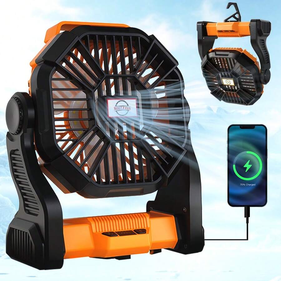 Portable Camping Fan With LED Lantern - 10400mAh Rechargeable Battery, Compact Tent Fan For Travel, Desk & Home, Cute Personal Fan For Camping Essentials (Women's Outdoor Gear)