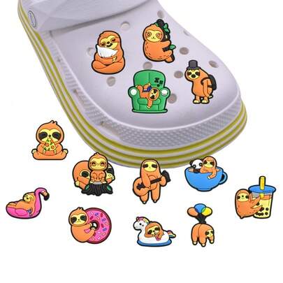 6/10/14 Pcs Sloth Series Shoe Accessories, Suitable For DIY Shoe Decoration, High-Quality Popular Hanging Accessories, Slippers, Sandals, PVC Shoe Accessories, Perfect Gifts For Beach Bag Accessories