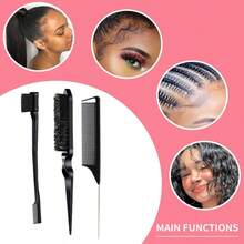 Bộ dụng cụ tạo kiểu tóc 4 món, bao gồm vòng đeo tay từ tính, phù hợp cho thợ làm tóc, gồm lược chải chân tóc, lược highlight, lược đuôi nhọn, vòng đeo tay tết tóc phù hợp cho tóc đen, hộp kim khâu silicon dùng hàng ngày, thích hợp cho tóc chẻ ngọn, tết tóc và tạo kiểu, bộ phụ kiện làm tóc, phụ kiện làm đẹp tại nhà. - Công cụ tạo kiểu - Xem 2