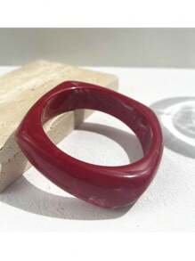1 Peça Pulseira de Resina Vermelha Vintage, Bracelete Geométrico Minimalista de Moda Tie Dye Vermelho para Mulheres