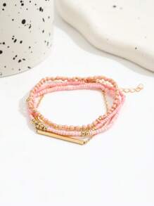 4 件 CCB 米珠一体式手链，简约时尚个性化海滩风格配饰，适合女士（混合米珠，未指定位置）