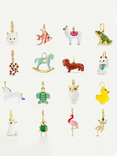 1PC Colorful DIY Fashionable Daily Animal Series Pendant Necklace, Vacuum Electroplated 18K Gold Color Preservation Women's Jewelry Pendant In The Furnace