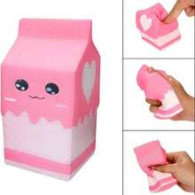 1/2Pcs Simulation Milk Squishies Toys Decompression Toys For Children Resilience And Slow Carton Toy Relaxation Toy Pink Bottle Squeeze Pressure Relief Toys - Multicolor - View 3