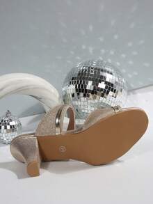 1 Pair Girls/Teens' Round Toe Peep Toe Open Toe Sandals, 2.8 Inch High Heel, Comfortable PU Non-Slip Wear-Resistant Fashion Casual Cute Style, Suitable For Teens, Campus, Party, Holiday, Spring/Summer