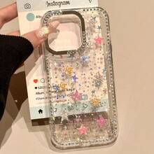 Y2K 3D Glittering Star Bracelet Featuring A Rhinestone Wristband For Iphone 16, 15, 14, 13, 12 Pro Max, And 11 Cases With A Shiny Edge And Shockproof Back - 無色 - 查看 1