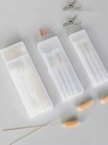 1 个白色塑料铅笔盒，简约办公桌文具收纳盒，带铰链盖和按扣的塑料铅笔盒，适用于铅笔、钢笔、钻头、办公用品，由耐用塑料材料制成，可容纳多支钢笔，便携实用，非常适合旅行、办公桌整理、抽屉、工作区和教室。