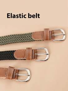 1 curea elastică țesută pentru bărbați, fără cataramă, potrivită pentru afaceri, serviciu, casual, călătorii, golf, toamnă elegantă, toamnă, Halloween