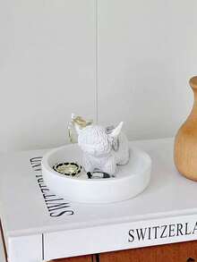 1个创意苏格兰高地牛首饰碟，创意可爱奶牛收纳架，可爱别致的设计，桌面必备，现代抽象艺术树脂雕塑，适用于家居装饰、房间装饰、客厅餐桌装饰、餐桌办公桌摆件，现代家居装饰，适合客厅和卧室，中心装饰品，母亲节礼物，毕业礼物，婚礼装饰 - 彩色 - 查看 7