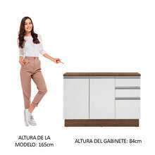 Gabinete Bajo Cocina Madesa Glamy 120cm Sin Encimera Color M - Marrón y Blanco - Ver 4