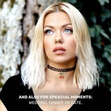 QYDCX 三件套弹力蕾丝颈链项链套装，波西米亚风黑色戒指和手链，性感哥特式黑色颈链项链 - 复古风格，休闲装扮和派对佩戴的完美配饰 - 女士圣诞珠宝礼盒套装