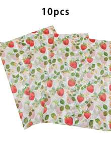 10 张花卉薄纸用于礼品包装，50*35 厘米彩色薰衣草图案包装薄纸用于圣诞节、生日、婚礼包装，棕色杏色纸质礼品包装纸，可爱草莓薄纸 - 禮品包裝紙 - 查看 17