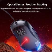HP Ratón M280 Ratón para juegos RGB colorido 16,8 millones de colores, efectos de iluminación dinámicos/cambio multimodo Diseño ergonómico simétrico Sensor de alta precisión 6 botones programables Negro y silencioso - Modelo silencioso negro - Ver 5