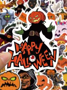 50 Stücke Halloween Graffiti Aufkleber Kürbislaterne, Geist, Hexe Festival Dekoration: Handyhüllen, Gitarre, Trinkbecher, kreative Spielsachen, Geschenke, wasserfeste Aufkleber