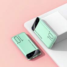 超薄移动电源便携式充电器，10000mAh 便携式充电器，快速充电 USB C 输入和输出/USB-A 输出，便携式充电器，精致小巧，兼容智能手机，适合，紧凑型充电器兼容 /Android 手机，适合夏季假期户外旅行/露营和紧急备用移动电源，适合送给家人、朋友、生日电量显示的礼物 - 綠色 - 查看 2