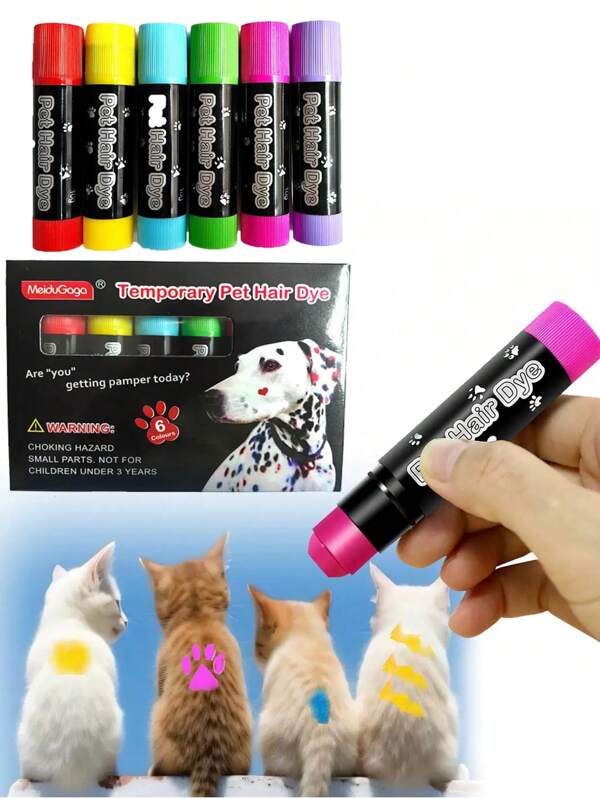 DIY Pet Coloring Pen, Easy To Wash Cat And Dog Coloring Pen, Color Stick With Multiple Colors Available, Water-Based Paint Can Be Washed Water, Suitable For Cat And Dog Coloring, Colorful Pet Hair Doodle Stick 1 Piece