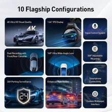 PHILIPS Dash Camera For Cars 4K Full UHD Car Camera Front Rear With SD Card Dashcams For Cars With Night Vision 24 Hours Parking Mode Sensor Motion Detection Mobile Connection To View Playback