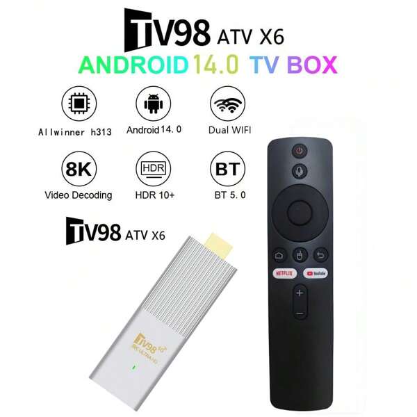 Q96 OHP A TV98 ATV X6 TV Stick Android 14 Wifi 4G 5G 8K 4K H313 Media Player PK TV98 ATV 8K 2GB 8GB Voice Remote Iptv Smart TV Box