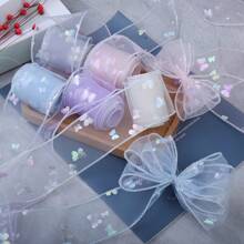 彩虹色蝴蝶雪纺丝带发饰，蝴蝶结装饰，适合礼物、鞋子、袖子、头饰、家纺、庆典 - 彩色 - 查看 5