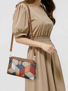Women's Crossbody Bag - A Niche Shoulder Bag With Mixed Color Crossbody Phone Pouch - Multicolor - View 5