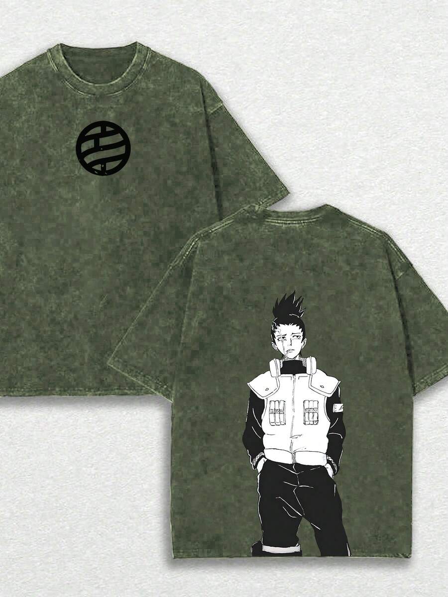 230g Double-Sided Washed, Printed T-Shirt For Smokers, High-Quality Wax Printed Cotton Retro Fashion Brand T-Shirt, Men's T-Shirt, Beach Essential, Summer T-Shirt, Holiday Gift, Perfect Gift - xanh quân đội - Xem 1
