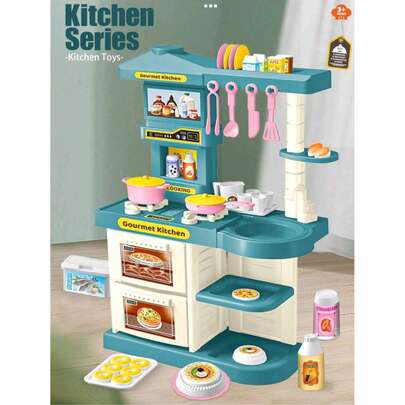 儿童厨房玩具套装 - 迷你厨房用具套装，包含杯子、餐具、牛奶、烹饪配件，适合儿童、男孩和女孩，已认证