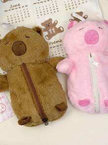 1 PC Capybara Plush Pencil Case, Soft And Cute, Creative Girl, Niche Student Stationery, Desktop Pencil Storage Bag