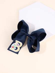 1 pezzo Fermaglio per capelli a fiocco con lettera da A a Z, Molletta per capelli a farfalla di moda, Accessorio per capelli grande e rialzato, Regalo per ragazze e adolescenti - Blu Navy - Visualizzare 12