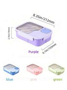 1pc Customizable Fantasy Pattern & Artistic Text Bento Box, Made Of High-Quality PP Material With 3 Compartments And Utensils, Portable, Minimalist, Waterproof, Tight-Sealing, Leak-Proof, Large Capacity, Suitable For Office Workers And College Daily Lunch Box - Multicolor - View 11