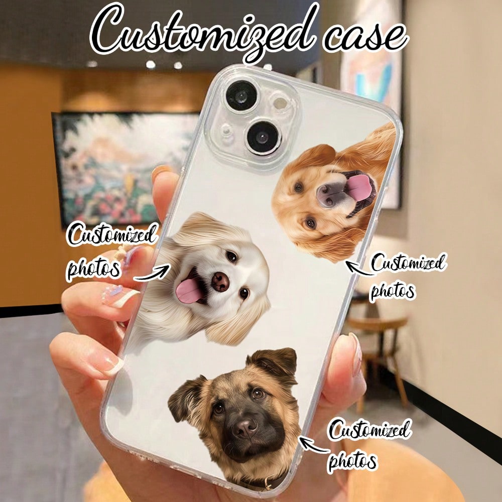 1pc TPU Dog Element Customizable Pet Photo DIY Phone Case, With Background Removal Function, TPU Transparent Phone Case, High-Definition UV Color Printing Phone Case, Provides Shock Protection For Your Phone, Compatible With Series 17Air/16promax/16pro/15promax/14promax/13promax13pro/15pro, /A05/A04