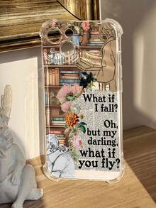 Funda de teléfono premium compatible con iPhone 11/12/13/14/15/16 Pro Max, estilo vintage, con patrón de chica de café y lema, transparente, antideslizante, resistente a caídas y arañazos, regalo de primavera, versión internacional, no la versión nacional - Multicolor - Ver 2