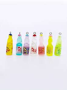 10pcs Plastic Soda Bottle Shaped Pendants, Suitable For Jewelry Making And Mini Crafts, Including Juice, Alcoholic Drinks, Lemonade And More - Multicolor - View 3