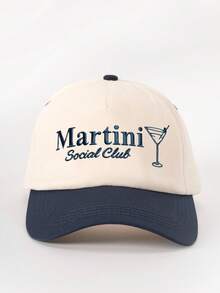 1 件女式刺绣马提尼酒杯拼色棒球帽，可调节户外防晒休闲帽，适合春秋旅行、海滩、男女通用青年 Y2K 风格 - 棒球帽 - 查看 22