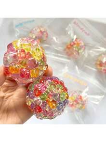 1/2/6颗随机颜色珠子减压球，可塑形真空压力球，感官减压玩具，可挤压感官玩具 - 彩色 - 查看 2